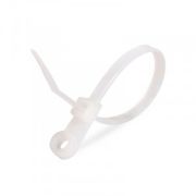 Хомуты(стяжки) нейлоновые бел. 220х5,0мм, с отверст. под саморез (100шт)