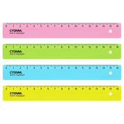 Линейка 16 см СТАММ, пластиковая,прозрачная микс