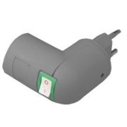 Переходник патрон/вилка поворотный-Е27 с вык-лем, серебро.