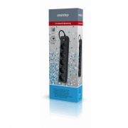 Сетевой фильтр Smartbuy, 10А, 2200 Вт, 5 гн, без з/ш, земля, ПВС 3x0,75, 5 м, черн.