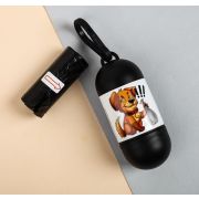 Контейнер с пакетами д/уборки «Песик» рулон 15шт чёрн.