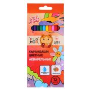 Карандаши цв-ные акварель, 12 цв, грифель размывается водой, дерево, в карт.кор.