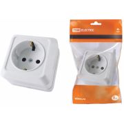 Розетка одинарная, с/з, ОУ,  IP20 16А, белая