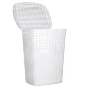 Корзина для белья с откидной крышкой, 50 л, 43х35х53 см, пластик, бел.