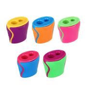 Точилка с контейнером, 2 отв, пластик, металл, 3,8х4см, 4 цвета