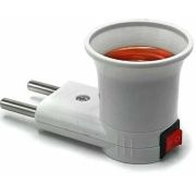 Переходник вилка-Е27 с выключателем, белый (SBE-A-L-E27)