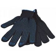 Перчатки трикотажные, с ПВХ точкой, 10 класс,4 нити. черн.